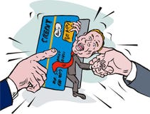 Man In Credit Card Debt Crunch Royalty Free Stock Photo