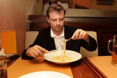 Man In Italian Restaurant Stock Photo