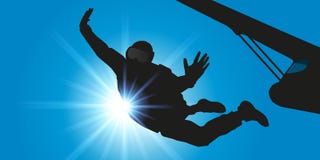 A man jumps from a parachute plane stock illustration A man jumps from a parachute plane stock illustration