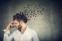 Man losing parts of head as symbol of decreased mind function. stock images Man losing parts of head as symbol of decreased mind function. stock images