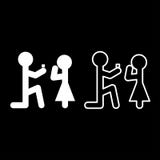 The man makes an offer woman stick icon set white color illustration flat style simple image Royalty Free Stock Photography The man makes an offer woman stick icon set white color illustration flat style simple image Royalty Free Stock Photography