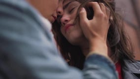 Man Man Plays with Girl`s Hair Stock Footage - Video of business, holding:  120472682