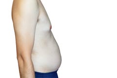 Man are more likely to Clog arteries, Belly Fat, isolated on whi stock photo Man are more likely to Clog arteries, Belly Fat, isolated on whi stock photo