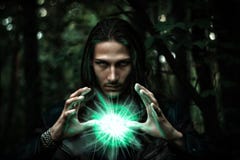 Man with a mysterious glowing orb. royalty free stock photography Man with a mysterious glowing orb. royalty free stock photography