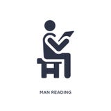 man reading newspaper icon on white background. Simple element illustration from behavior concept vector illustration man reading newspaper icon on white background. Simple element illustration from behavior concept vector illustration