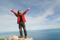 Man Relaxing At Mountain Top Royalty Free Stock Photography Man Relaxing At Mountain Top Royalty Free Stock Photography