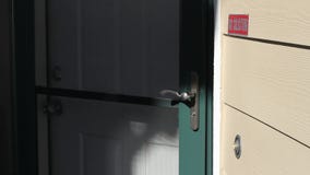 Man Ringing Front Door Bell and Knocking stock video Man Ringing Front Door Bell and Knocking stock video