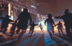 Man running away from zombies Stock Images Man running away from zombies Stock Images
