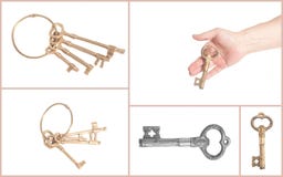 Man`s hand with antique golden key stock images Man`s hand with antique golden key stock images