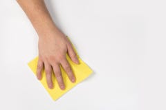 Man`s hand cleaning on a white background royalty free stock photography Man`s hand cleaning on a white background royalty free stock photography