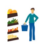Man shopping in the store vector vector sign and symbol isolated on white background, Man shopping in the store vector logo royalty free illustration Man shopping in the store vector vector sign and symbol isolated on white background, Man shopping in the store vector logo royalty free illustration