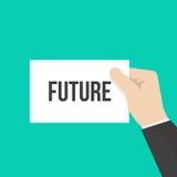 Man showing paper FUTURE text royalty free illustration Man showing paper FUTURE text royalty free illustration