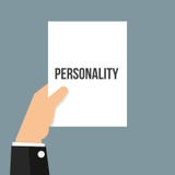 Man showing paper PERSONALITY text royalty free illustration Man showing paper PERSONALITY text royalty free illustration