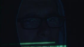 Man is hacking the cyberpolicy web site. Close up stock video Man is hacking the cyberpolicy web site. Close up stock video