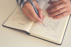 Man sketching graphic sketch in office stock photos Man sketching graphic sketch in office stock photos