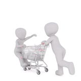 man som 3d skjuter ett barn på en shoppingvagn stock illustrationer man som 3d skjuter ett barn på en shoppingvagn stock illustrationer
