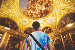 Man standing in cathedral Royalty Free Stock Images Man standing in cathedral Royalty Free Stock Images