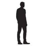 Man standing, side view, isolated silhouette