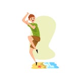 Man suffering from hydrophobia, irrational fear of water, human fear concept vector Illustration on a white background vector illustration Man suffering from hydrophobia, irrational fear of water, human fear concept vector Illustration on a white background vector illustration