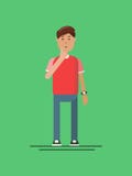 The man thinks on the green background with a yellow light bulb. The cool man thinks about business. Illustration vector illustration The man thinks on the green background with a yellow light bulb. The cool man thinks about business. Illustration vector illustration