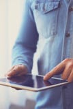 Man touching digital tablet stock images Man touching digital tablet stock images