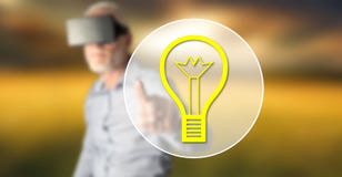 Man touching an idea concept Royalty Free Stock Photos Man touching an idea concept Royalty Free Stock Photos