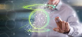 Man touching a technology concept royalty free stock images Man touching a technology concept royalty free stock images