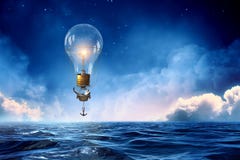 Man traveling in aerostat . Mixed media stock photo Man traveling in aerostat . Mixed media stock photo
