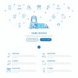 Man using devices concept vector illustration Man using devices concept vector illustration