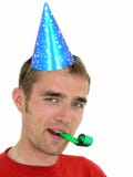 Man wearing a party hat