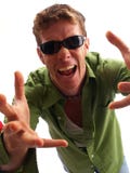 Man With A Crazy Look & Sunglasses Stock Photos