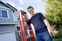 Man With Ladder And Hammer Royalty Free Stock Photos Man With Ladder And Hammer Royalty Free Stock Photos