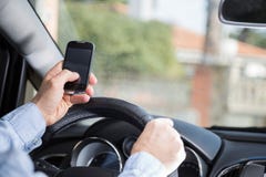 Man With Mobile And Driving Royalty Free Stock Images