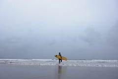Man With Surfboard Walking Towards Sea On Beach Stock Images Man With Surfboard Walking Towards Sea On Beach Stock Images