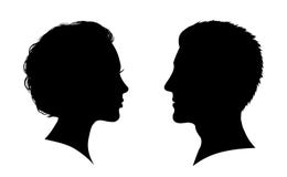 Man and woman face silhouette. Face to face – for vector stock illustration Man and woman face silhouette. Face to face – for vector stock illustration