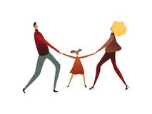 Man and a woman are pulling a child in different directions. Vector illustration on white background. royalty free illustration Man and a woman are pulling a child in different directions. Vector illustration on white background. royalty free illustration
