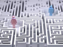 Man and woman symbols in the labyrinth maze Stock Image Man and woman symbols in the labyrinth maze Stock Image