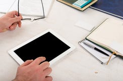 Man working in the home office through the Internet royalty free stock photos Man working in the home office through the Internet royalty free stock photos