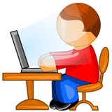 Man Working On Computer. Web Icon. Royalty Free Stock Photo Man Working On Computer. Web Icon. Royalty Free Stock Photo