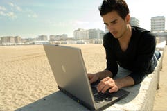 Man Working With Laptop Stock Photo