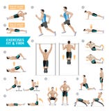 Man workout fitness, aerobic and exercises. Vector