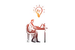 Manager, bureau, het werk, persoon, computerconcept Hand getrokken geïsoleerde vector royalty-vrije illustratie Manager, bureau, het werk, persoon, computerconcept Hand getrokken geïsoleerde vector royalty-vrije illustratie
