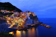 Manarola w wieczór, Włochy Obrazy Royalty Free Manarola w wieczór, Włochy Obrazy Royalty Free