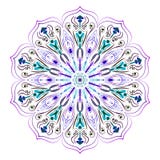 Mandala på vit, lilor, gräsplan och blått vektorbild för etiketter royaltyfri illustrationer Mandala på vit, lilor, gräsplan och blått vektorbild för etiketter royaltyfri illustrationer