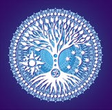 Download Mandala Tree Of Life. Symbolic Tree On Blue Tracery ...