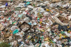 Spontaneous unofficial dump in Myanmar. Garbage pollution background royalty free stock images Spontaneous unofficial dump in Myanmar. Garbage pollution background royalty free stock images