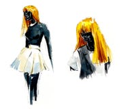 Manequins de um centro de compra Ilustra??o tirada m?o da aquarela ilustração stock Manequins de um centro de compra Ilustra??o tirada m?o da aquarela ilustração stock