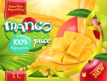 Mangowy sok Słodkie tropikalne owoc 3d wektor ilustracja wektor Mangowy sok Słodkie tropikalne owoc 3d wektor ilustracja wektor