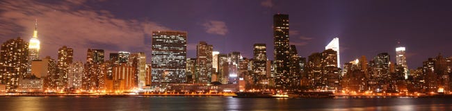 Manhattan Skyline At Nights Stock Images Manhattan Skyline At Nights Stock Images