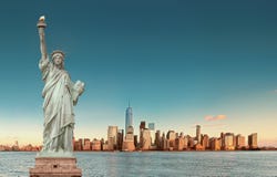 Manhattan Skyline with the Statue of Liberty , New York City. USA